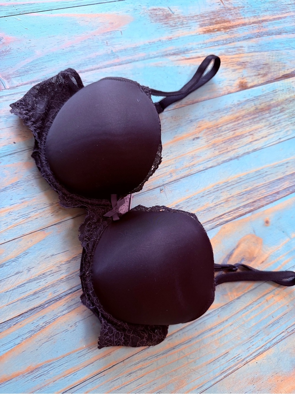 Victoria's Secret Black Lace-Trim Push-Up Bra